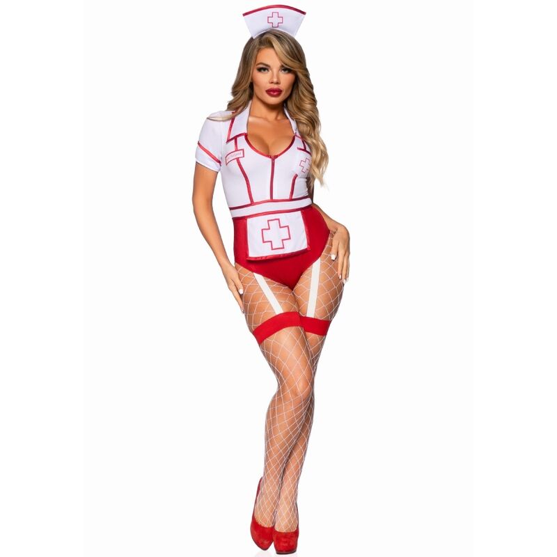 Comprar LEG AVENUE Disfraz Enfermera Sexy Rojo Blanco – Diseño Irresistible Para Fiestas y Celebraciones-Noxtic