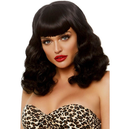 Comprar LEG AVENUE Peluca Retro Rizada Con Flequillo Luminiscente Negro – Estilo Único Para Fiestas Y Eventos Nocturnos-Noxtic
