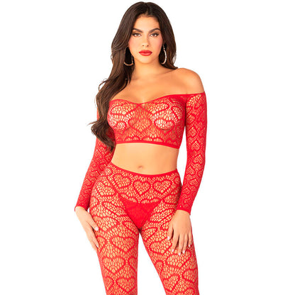 LEG AVENUE Crop Top Con Medias Rojas Talla Única – Conjunto Vibrante Para Estilo Atractivo