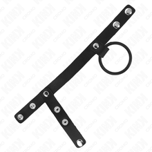 KINK - 3.8 CM SILICONE PENIS RING WITH BALL DIVIDER AND 22 X 1.5 CM LEATHER STRAP