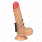 KINK - TRIPLE METAL COCK RING 3.7 CM TO 5 CM CONNECTED WITH LEATHER