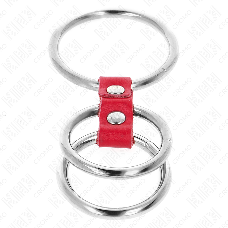 KINK Anillo Triple Metal Con Cuero Rojo – Diseño Elegante Para Mayor Comodidad y Estilo
