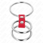 KINK Anillo Triple Metal Con Cuero Rojo – Diseño Elegante Para Mayor Comodidad y Estilo