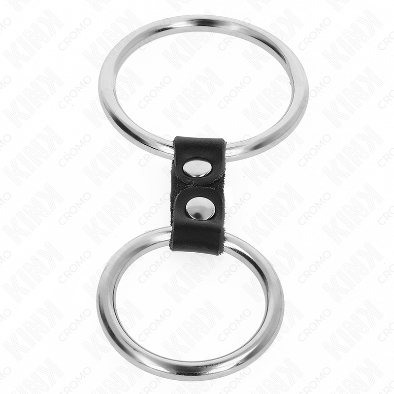 KINK Anillo Doble Metal Con Correa Polipiel – Diseño Elegante Para Placer Personalizado