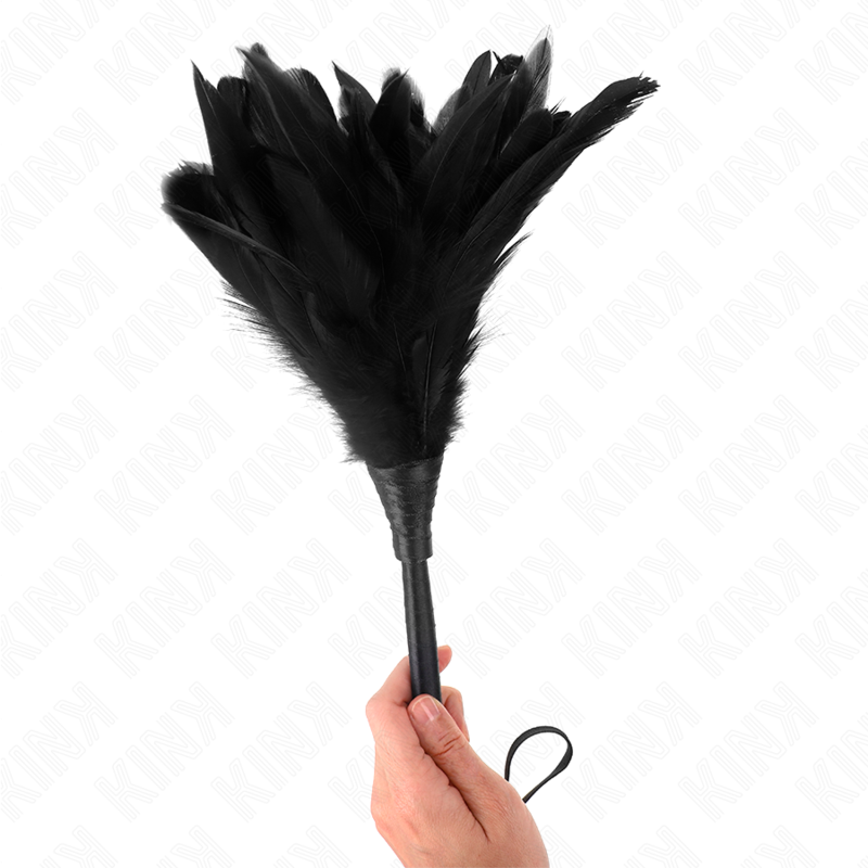 KINK - CHICKEN FEATHERS FOR TICKLING IN THE SHAPE OF A BLACK MAID'S HORN 36 CM