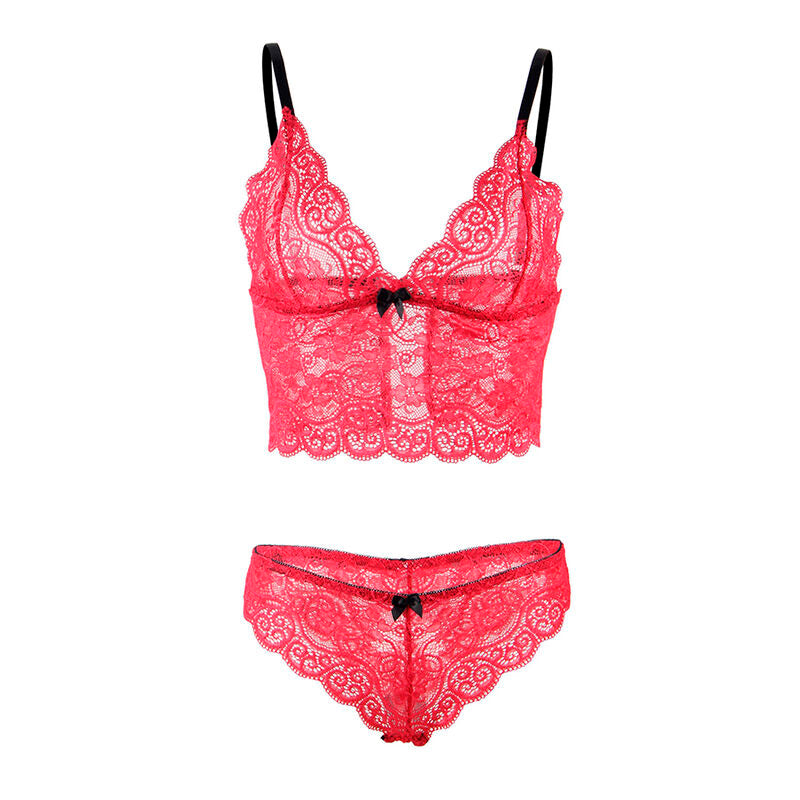 Sublime Set 3 Piezas Encaje Y Satén Rojo L/XL – Lencería Elegante Con Diseño Sensual Para Comodidad Diaria