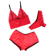 Sublime Set 3 Piezas Encaje Y Satén Rojo L/XL – Lencería Elegante Con Diseño Sensual Para Comodidad Diaria
