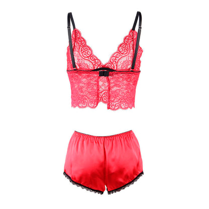 Sublime Set 3 Piezas Encaje Y Satén Rojo L/XL – Lencería Elegante Con Diseño Sensual Para Comodidad Diaria
