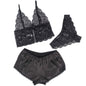 SUBBLIME - 953911 3-PIECE BLACK LACE AND SATIN SET S/M
