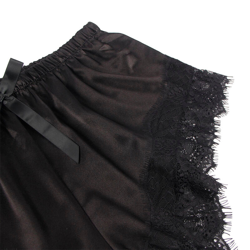 Comprar SUBBLIME Pijama de Satén y Encaje Negro L/XL – Diseño Sofisticado y Confortable-Noxtic