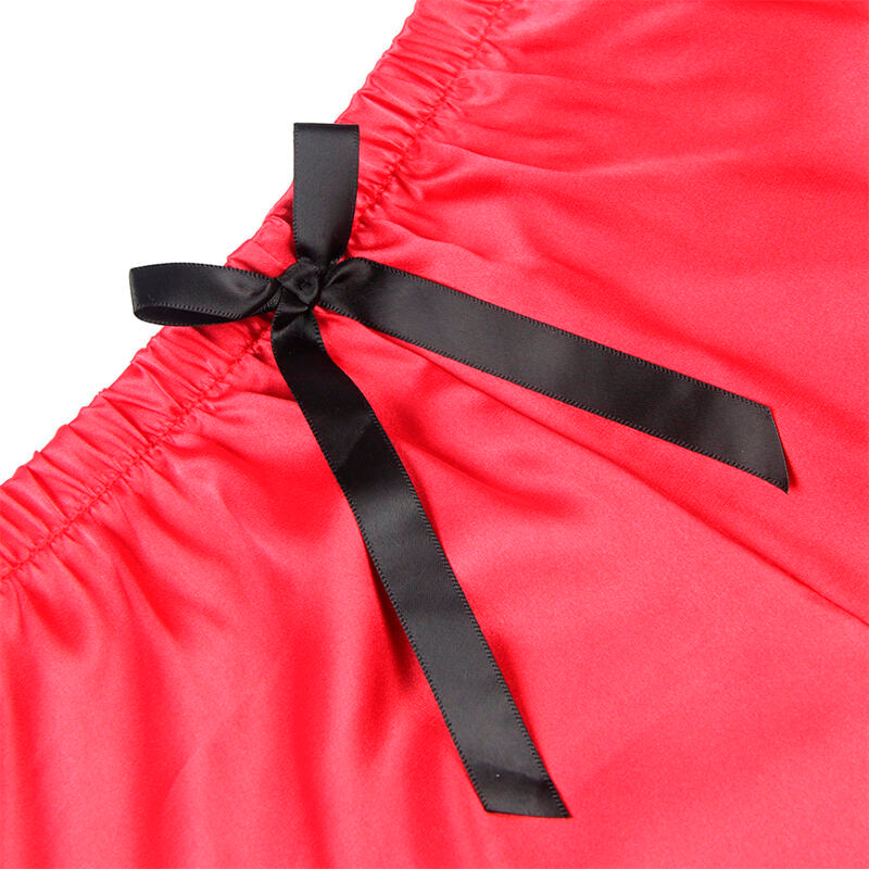 Comprar Subblime Pijama Sexy Satén Y Encaje Negro Rojo – Diseño Elegante Para Confort Y Estilo-Noxtic