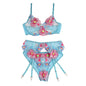 SUBBLIME - 954109 SUJETADOR + PANTIES CON LIGUERO DISEÑO FLORAL AZUL S/M