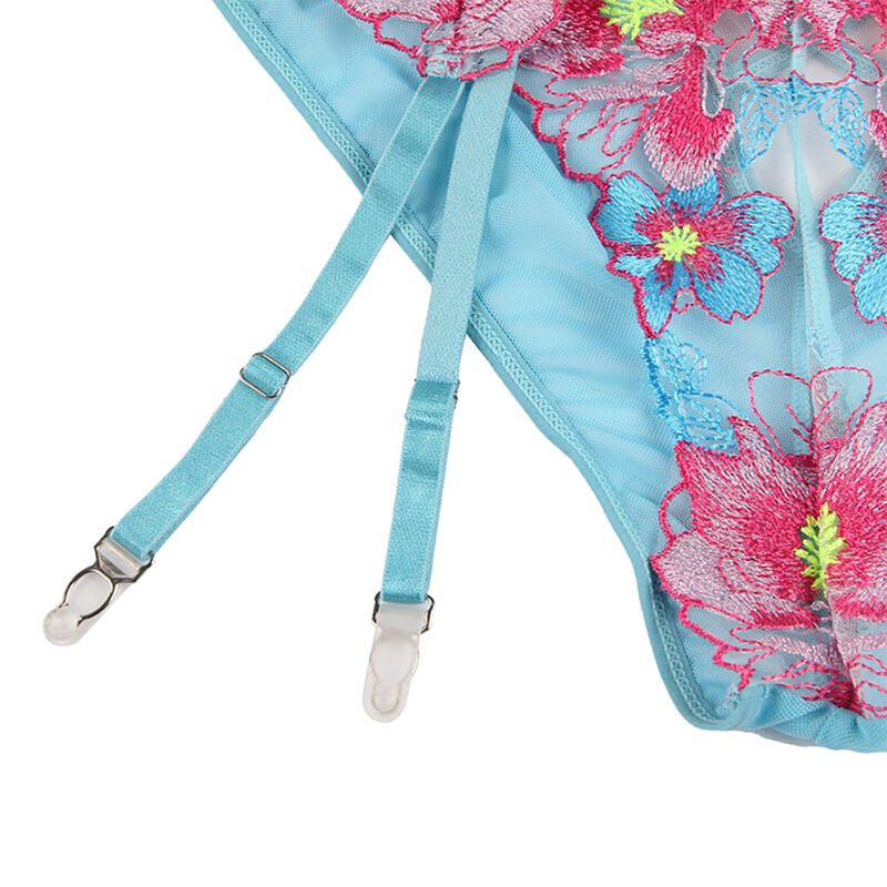 Comprar SUBBLIME Sujetador Y Panties Con Ligurero Diseño Floral Azul L/XL – Conjunto De Lencería Elegante Y Confortable-Noxtic