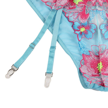 Comprar SUBBLIME Sujetador Y Panties Con Ligurero Diseño Floral Azul L/XL – Conjunto De Lencería Elegante Y Confortable-Noxtic