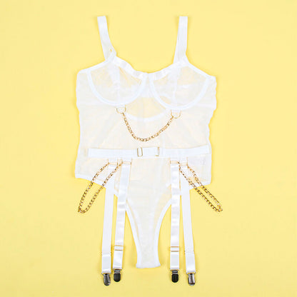 SUBBLIME - 954291 BODY WITH CHAINS + GARTER BELT WHITE L/XL