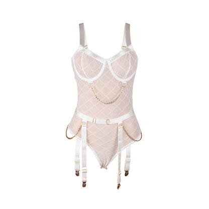 Comprar SUBBLIME Body Con Cadenas Y Ligueros Blanco L XL – Lencería Elegante Para Comodidad Y Estilo Seductor-Noxtic