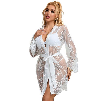 SUBBLIME - 954376 White Floral Print Long-Sleeved Nightgown L/XL