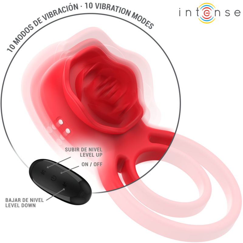 Intense Gail Rosa Estimuladora 10 Vibraciones Rojo – Estimulador Con Control Remoto Para Placer Personalizado