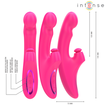 INTENSE EMI Vibrador Multifunción 3 en 1 Rosa – Diseño Recargable Con 10 Opciones De Vibración