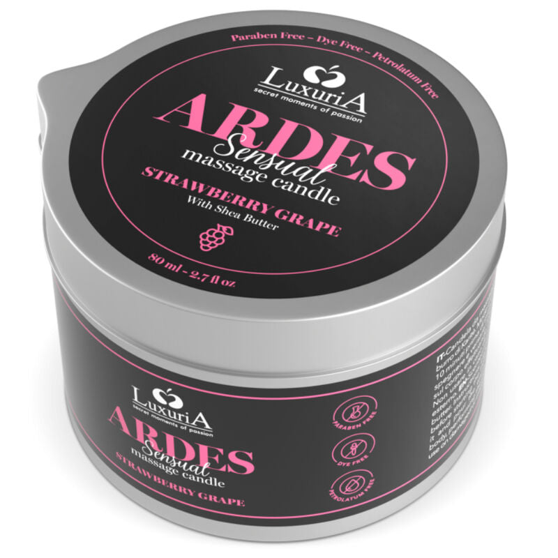 IntimateLine Luxuria Vela De Masaje Uva – Vela Aromatizada Con Manteca De Karité Para Experiencia Relajante