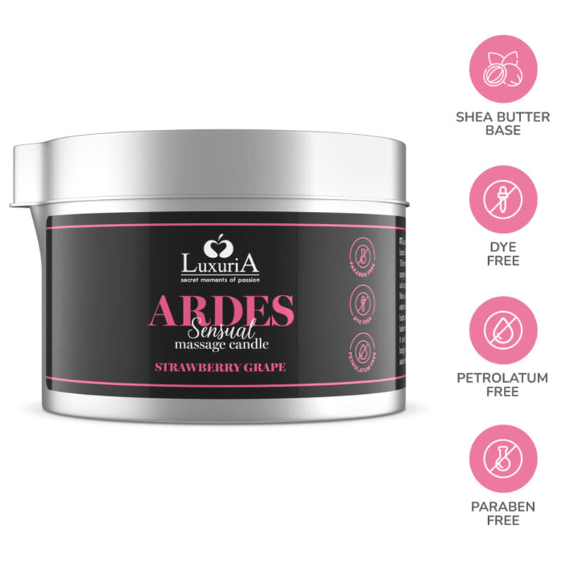 IntimateLine Luxuria Vela De Masaje Uva – Vela Aromatizada Con Manteca De Karité Para Experiencia Relajante