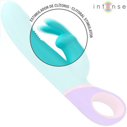 INTENSE Mónica Vibrador Rabbit Azul – Diseño Ergonómico Con Estimulador Rotatorio Para Placer Total