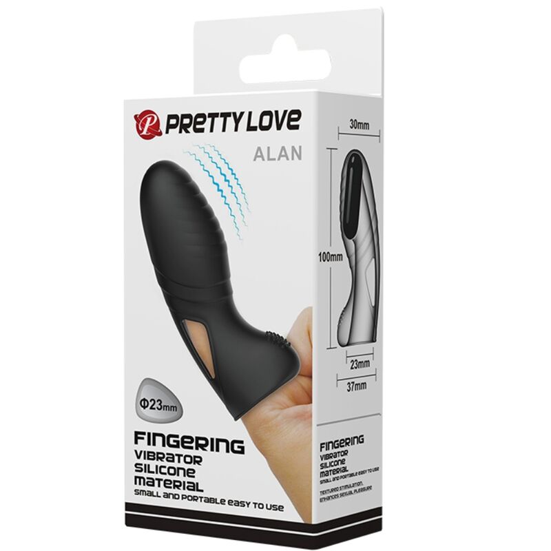 Pretty Love Alan Black Vibratore da dito – Design ergonomico in silicone per un piacere intenso