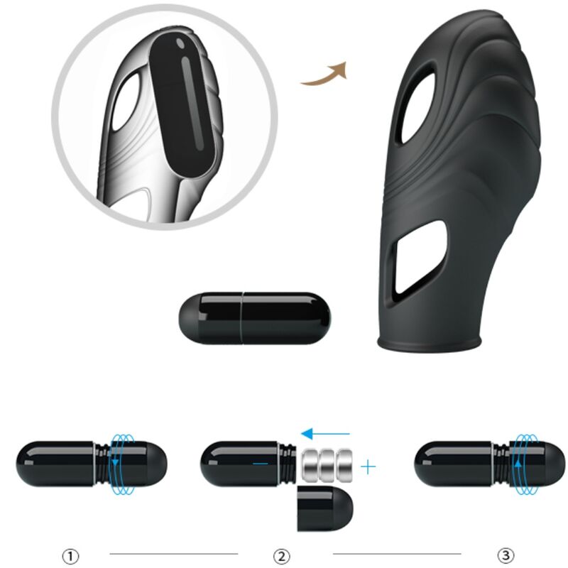 PRETTY LOVE Lich Vibratore da dito nero – Design ergonomico in silicone per un piacere intenso