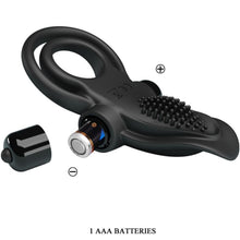 PRETTY LOVE - DOUBLE VIBRATING RING + CLITORIS STIMULATOR 10 VIBRATIONS BLACK