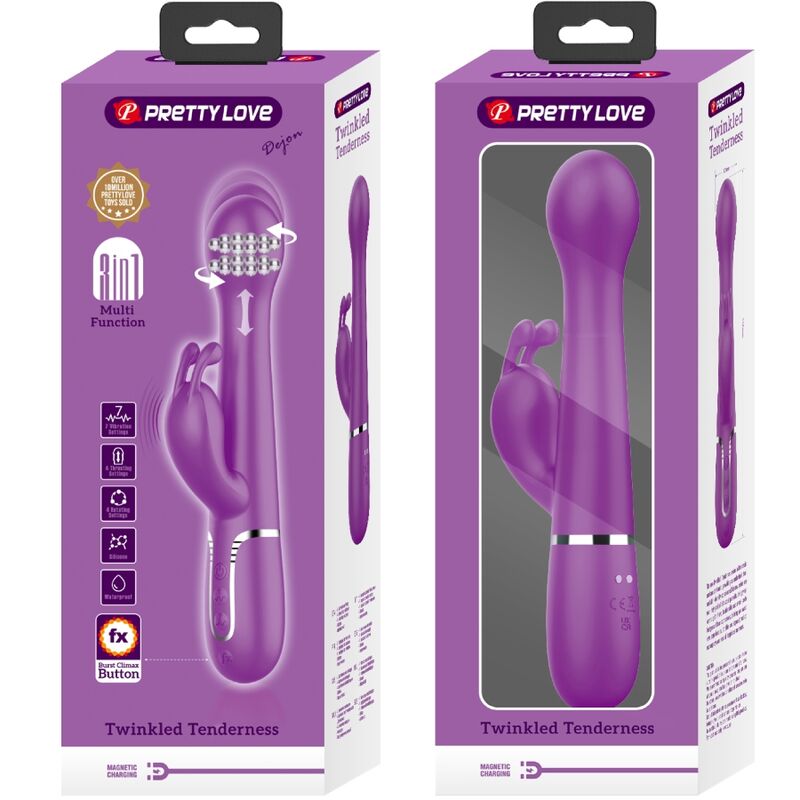 Pretty Love Dejon Vibrador Rabbit Multifunción Morado – Diseño Ergonómico Con Tres Funciones Para Placer Versátil