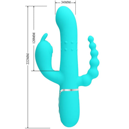 Pretty Love Cammy Triple Vibrador Rabbit 4 En 1 Azul – Juguete Ergonómico Con Tecnología Avanzada