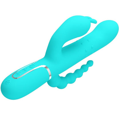 Pretty Love Cammy Triple Vibrador Rabbit 4 En 1 Azul – Juguete Ergonómico Con Tecnología Avanzada