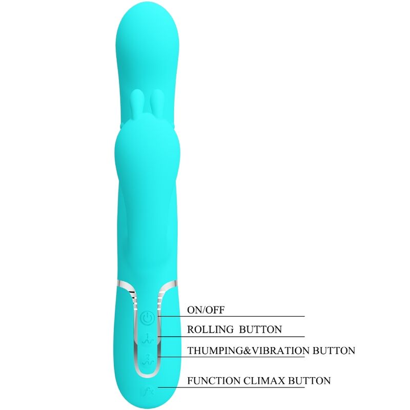 Pretty Love Cammy Triple Vibrador Rabbit 4 En 1 Azul – Juguete Ergonómico Con Tecnología Avanzada
