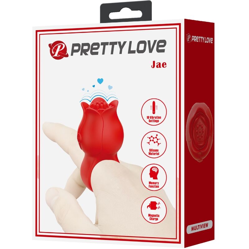 Pretty Love Jae Vibratore Rosa da Dito - Design Elegante con 10 Modalità di Vibrazione