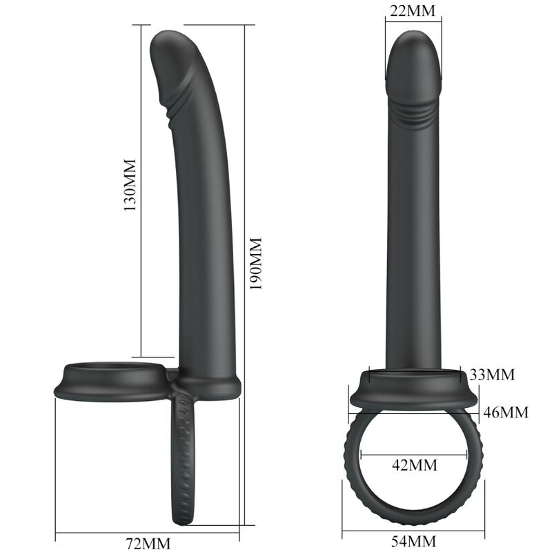 PRETTY LOVE - MOSES DOUBLE COCK RING FOR DONLE PENETRATION BLACK