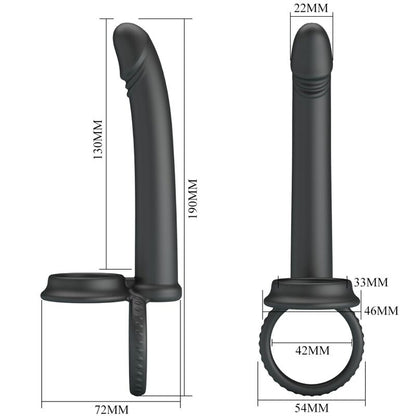 PRETTY LOVE - MOSES DOUBLE COCK RING FOR DONLE PENETRATION BLACK
