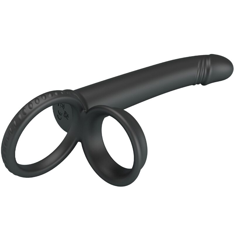 PRETTY LOVE - MOSES DOUBLE COCK RING FOR DONLE PENETRATION BLACK