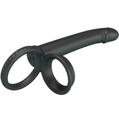 PRETTY LOVE - MOSES DOUBLE COCK RING FOR DONLE PENETRATION BLACK