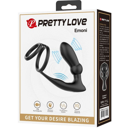 Pretty Love Emoni Anillo Y Plug Anal – Experiencia Única Con 12 Modos De Vibración