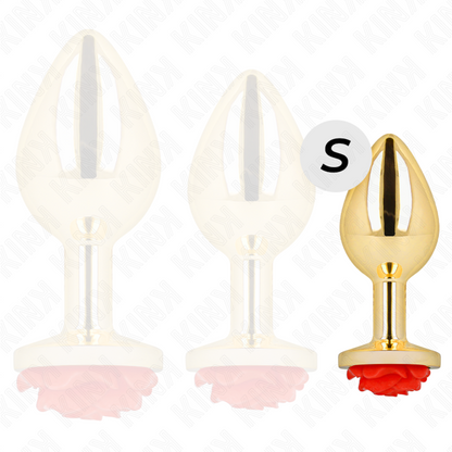 Comprar KINK Plug Anal Dorado Rosa Roja Talla S – Diseño Elegante Con Adorno Sensual Para Placer Intimo-Noxtic