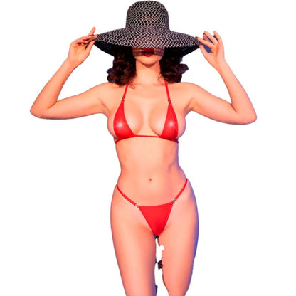 Chilirose CR 4840 Micro Bikini Rojo S/M – Bikini Elegante Con Tul Brillante Para Comodidad Sensual