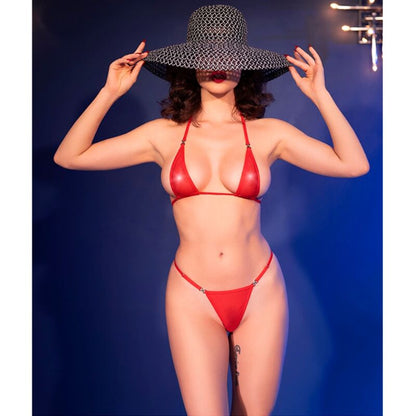 Chilirose CR 4840 Micro Bikini Rojo S/M – Bikini Elegante Con Tul Brillante Para Comodidad Sensual