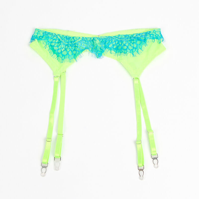 SUBBLIME - 955311 LACE BRA AND GARTER BELTS SET GREEN AND BLUE S/M