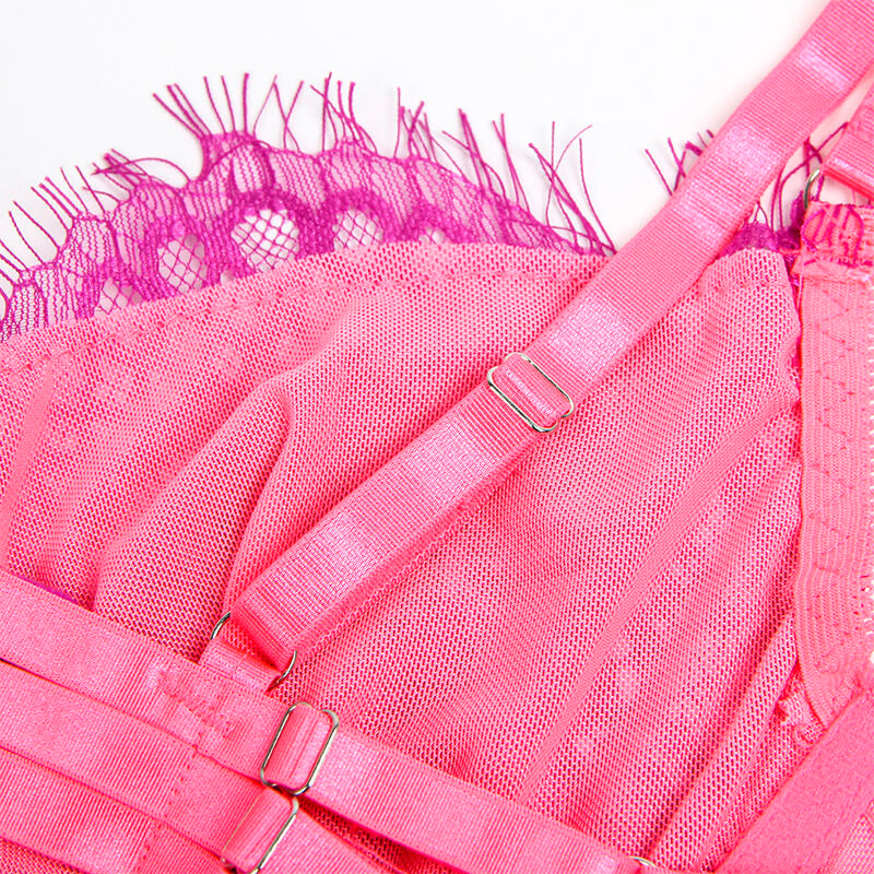 SUBBLIME Conjunto Sujetador Con Encaje Rosa Y Morado – Lencería Elegante Con Diseño Sensual Y Confortable