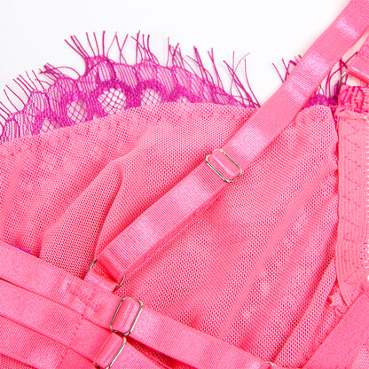 SUBBLIME Conjunto Sujetador Con Encaje Rosa Y Morado – Lencería Elegante Con Diseño Sensual Y Confortable