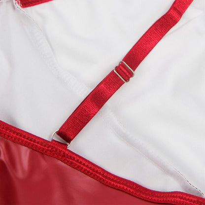 SUBBLIME Abito in pelle bordeaux con spalline sottili – Design elegante con stile sofisticato