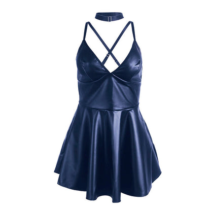 Comprar SUBBLIME Camisón Azul Con Tirantes De Cuero – Diseño Elegante Y Confortable Para La Noche-Noxtic