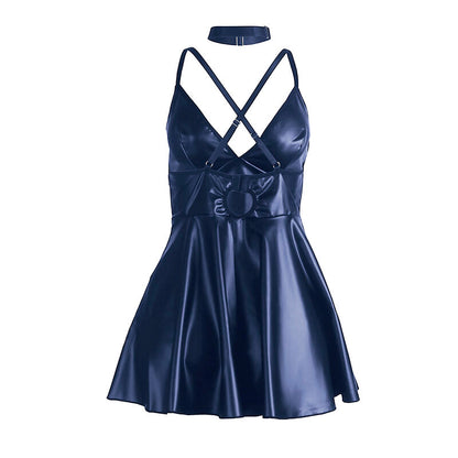 Comprar SUBBLIME Camisón Sexy Azul – Diseño Moderno Con Tirantes De Cuero Sintético-Noxtic