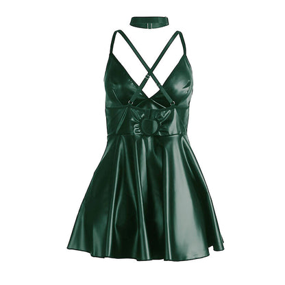 SUBBLIME - 955441 GREEN LEATHER STRAPS DRESS L/XL