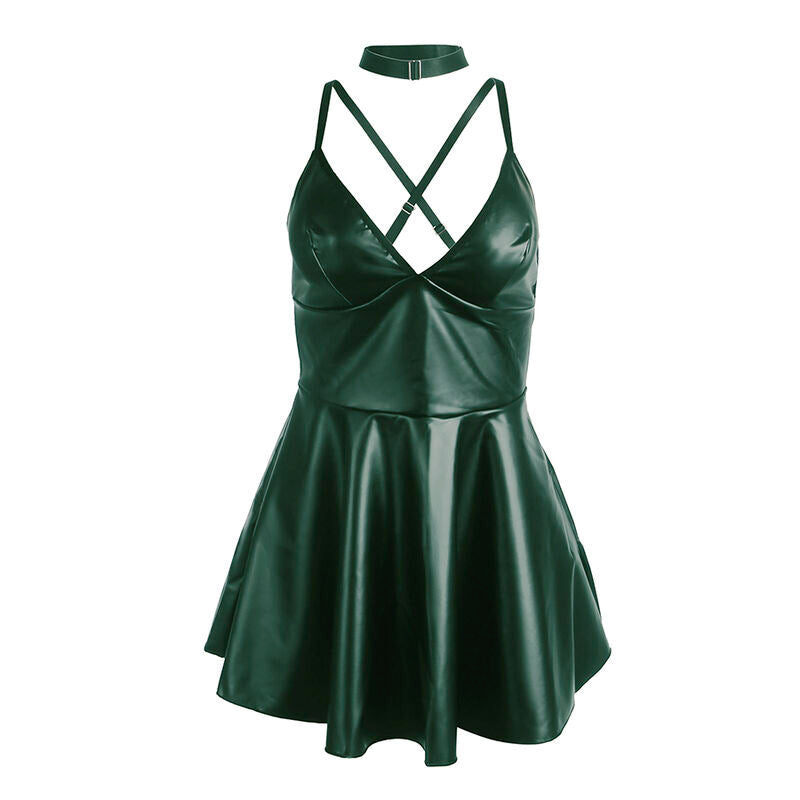 SUBBLIME - 955441 GREEN LEATHER STRAPS DRESS L/XL